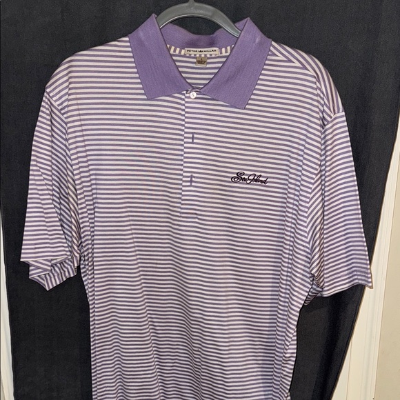 Peter Millar, Sea Island Purple & White Striped Men's Polo Shirt - Picture 1 of 3